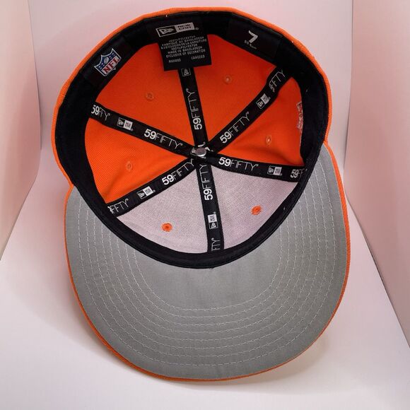 New Era 59Fifty NFL Denver Broncos Embroidered Cap Orange Fitted Hat Size 7 - Picture 10 of 14